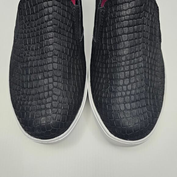 Munro Lennox Sneaker Womens 9 WIDE Black Nubuck Croc Embossed Slip On Platform - Picture 5 of 14